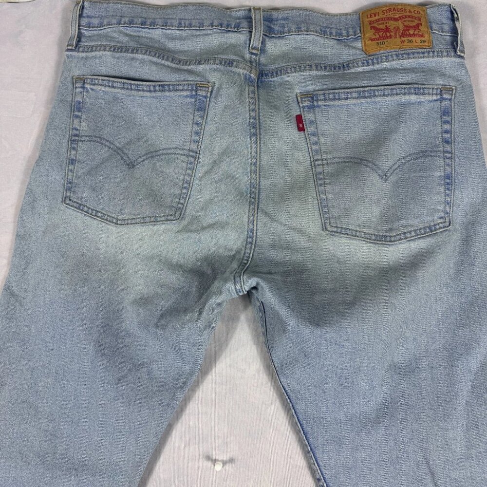 Levi's 510 Men's Skinny Leg Jeans Blue Denim Light Wash Stretch 5-Pocket W36 L29 - Picture 4 of 16